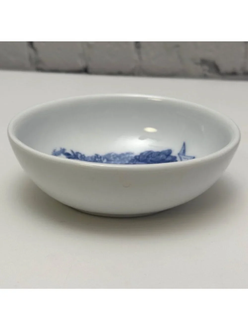 Williams Sonoma Oyster Dipping Bowl Blue White Coves & Saltem Seafood Dish